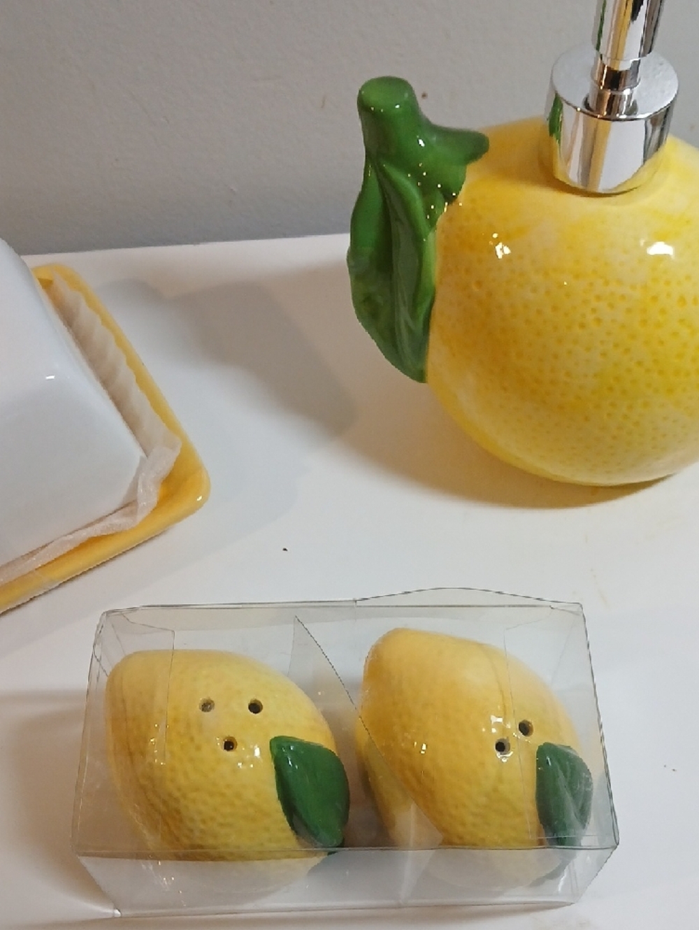 Ceramic Lemon Soap Dispenser and Lemon-Themed Home Accent Set - Picture 3 of 8